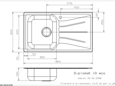 Reginox Diplomat 10 Eco 1.0 Bowl Stainless Steel Inset Kitchen Sink