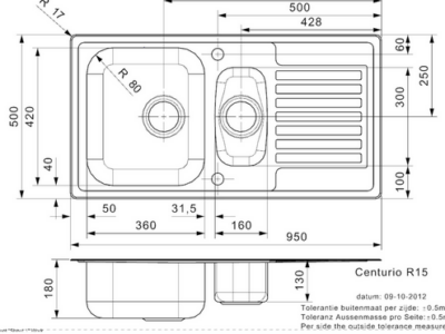 Reginox: Centurio R1.5 Stainless Steel Sink.