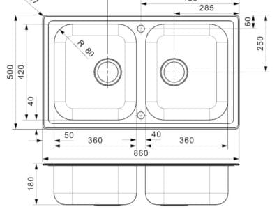 Reginox DIPLOMAT 20 Double Bowl Kitchen Sink