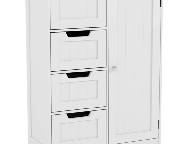 Priano 4 Drawer 1 Door White Freestanding Cabinet